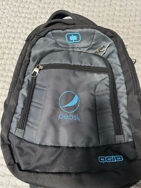 OGIO Black and Gray Backpack with Blue Pepsi Logo